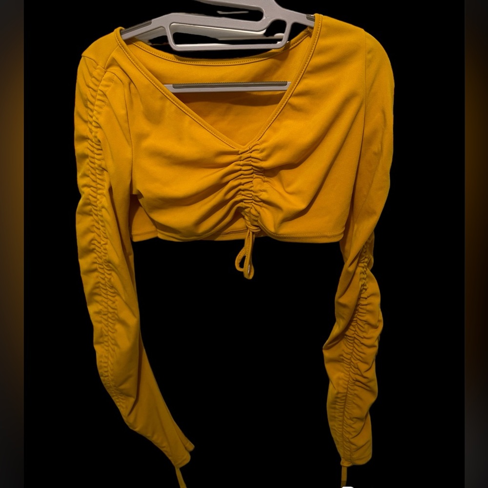 Mustard Yellow Ruched Crop top